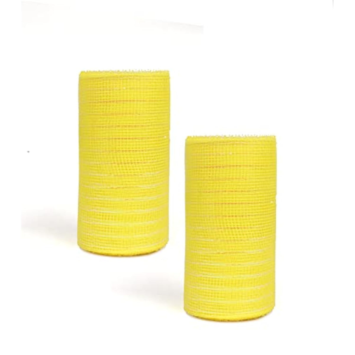 2 Pack 6 Inch Metallic Poly Mesh Ribbon (Total 20 Yards,Candy Yellow)