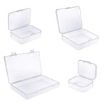 24 Pieces Mixed Sizes Rectangular Empty Mini Clear Plastic Organizer Storage Box Containers With Hinged Lids For Small Items And Other Craft Projects