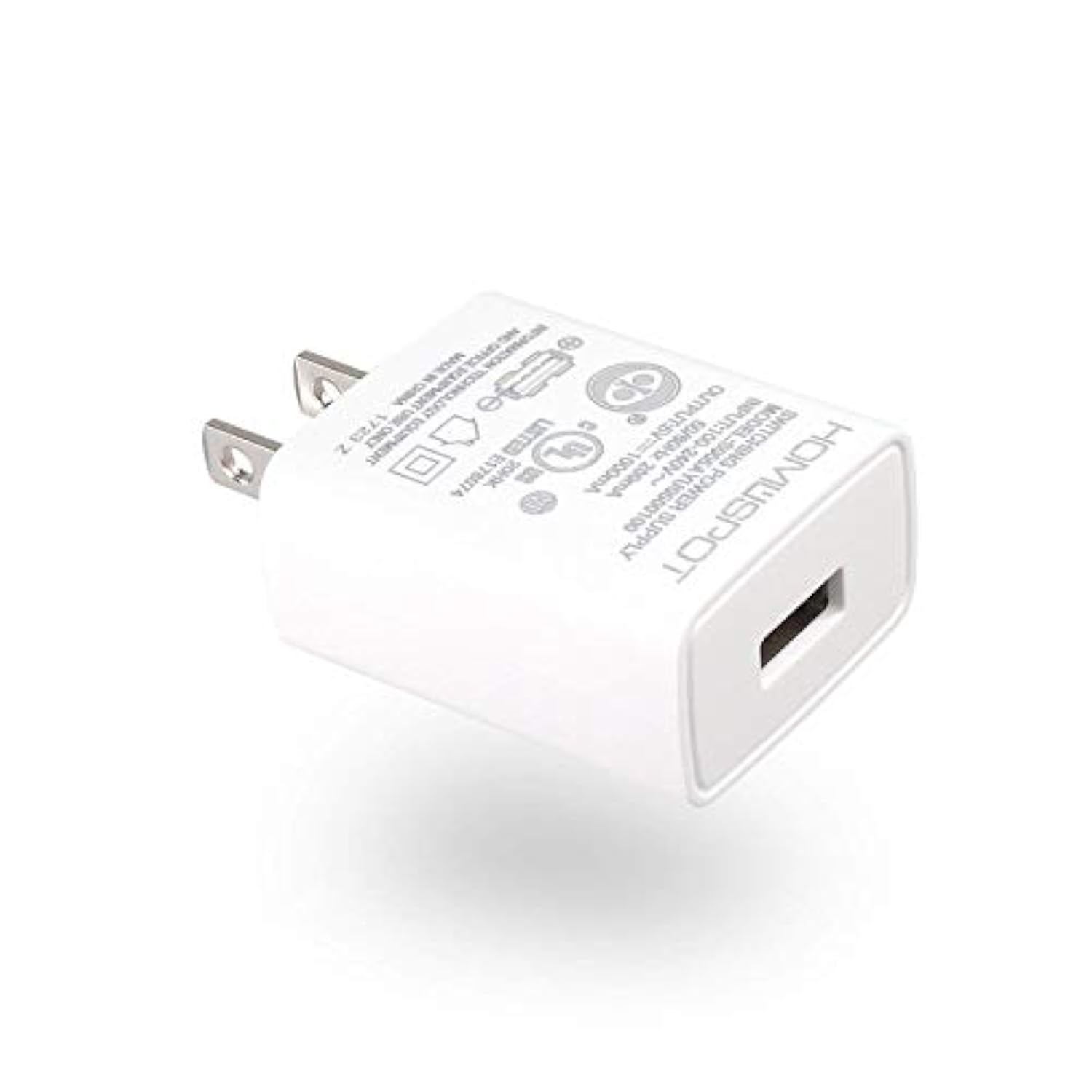 HomeSpot UL Certified USB Wall Charger 5V1A Plug in-Door Power AC Adapter Travel Office Home Use - 1 Pack White