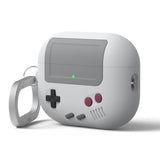 elago AW5 Compatible with AirPods Pro 3 Case Cover - Classic Retro Handheld Game Console Design Case, Carabiner Included [Light Grey]