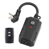 Outdoor Remote Control Outlet Plug Black,Indoor Wireless Outlet Switch Weatherproof Heavy Duty 15A 3-Prong 6-Inch Cord 100Ft Range (Battery Included)
