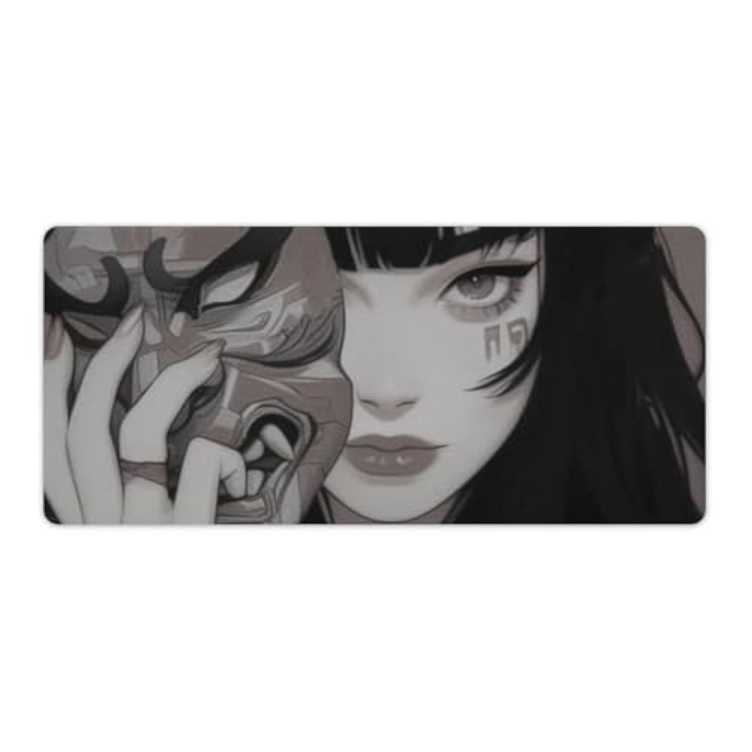 Female Samurai Large Mouse Pad Japanese Anime Girl Mousepad Cool Retro Desk Mat For Keyboard Computer Pad Extended Gaming Office Desk Organizers And Accessories 35.4 X 15.7 Inch