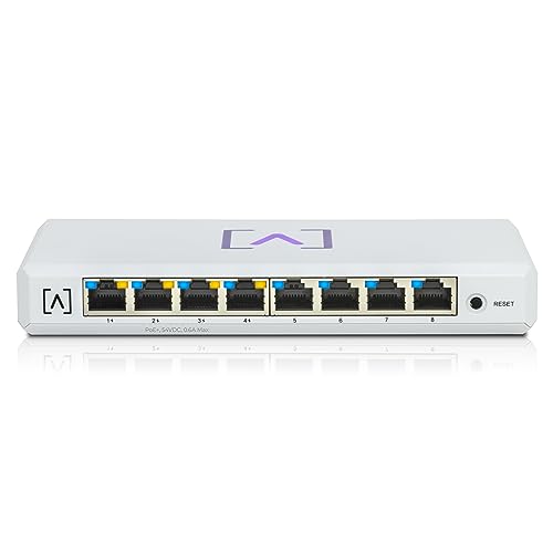 S8-Poe | 8 Port Multi-Gigabit Managed Ethernet Switch With 4 Poe+ Ports | 60W Poe Budget | Desktop Or Wall Mount | Manage Network Via Cloud Or Local Controller | Ethernet Splitter