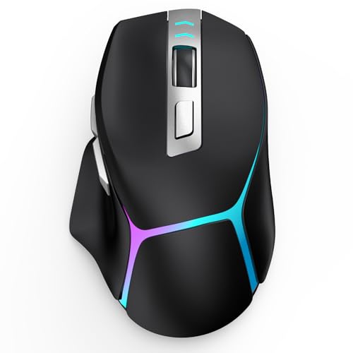 Bluetooth Wireless Gaming Mouse,12500 DPI RGB Ergonomic Mouse with Tri-Mode (2.4G/USB-C/Wired), Rechargeable Gamer Mice for Computer, Mac, iPad,