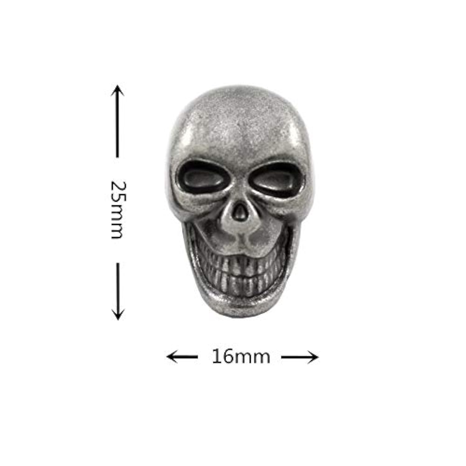 10 Pieces Skull Gray Silver Buttons. 25Mmx16Mm. (Gray Silver)