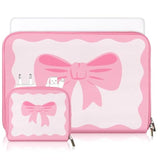 Pink Bow Laptop Case 13-13.3 Inch Cute Coquette Bow Laptop Sleeve Bag Kawaii Pad Notebook Cover Neoprene Computer Sleeve Bag With Small Case