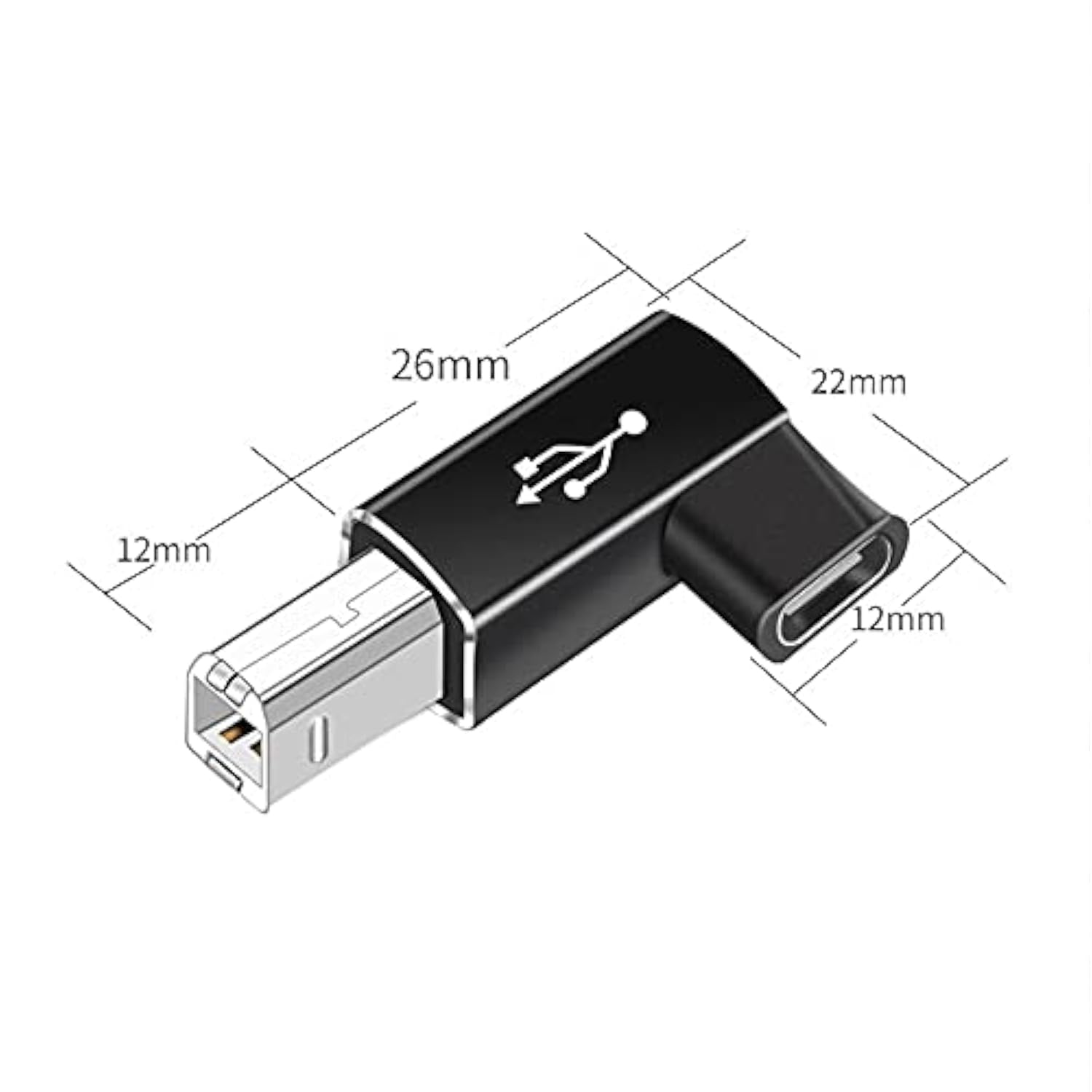 Usb C Female To Midi 90 Degree Adapter, 2Pack Right And Left Female Usb C To M