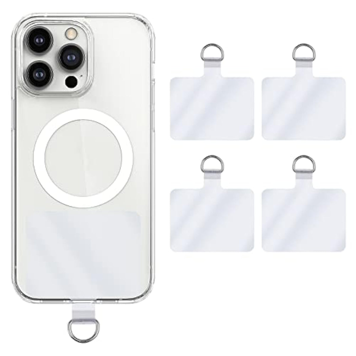 4-Pack Universal Phone Tether Tabs Transparent PVC Lanyard for Smartphones