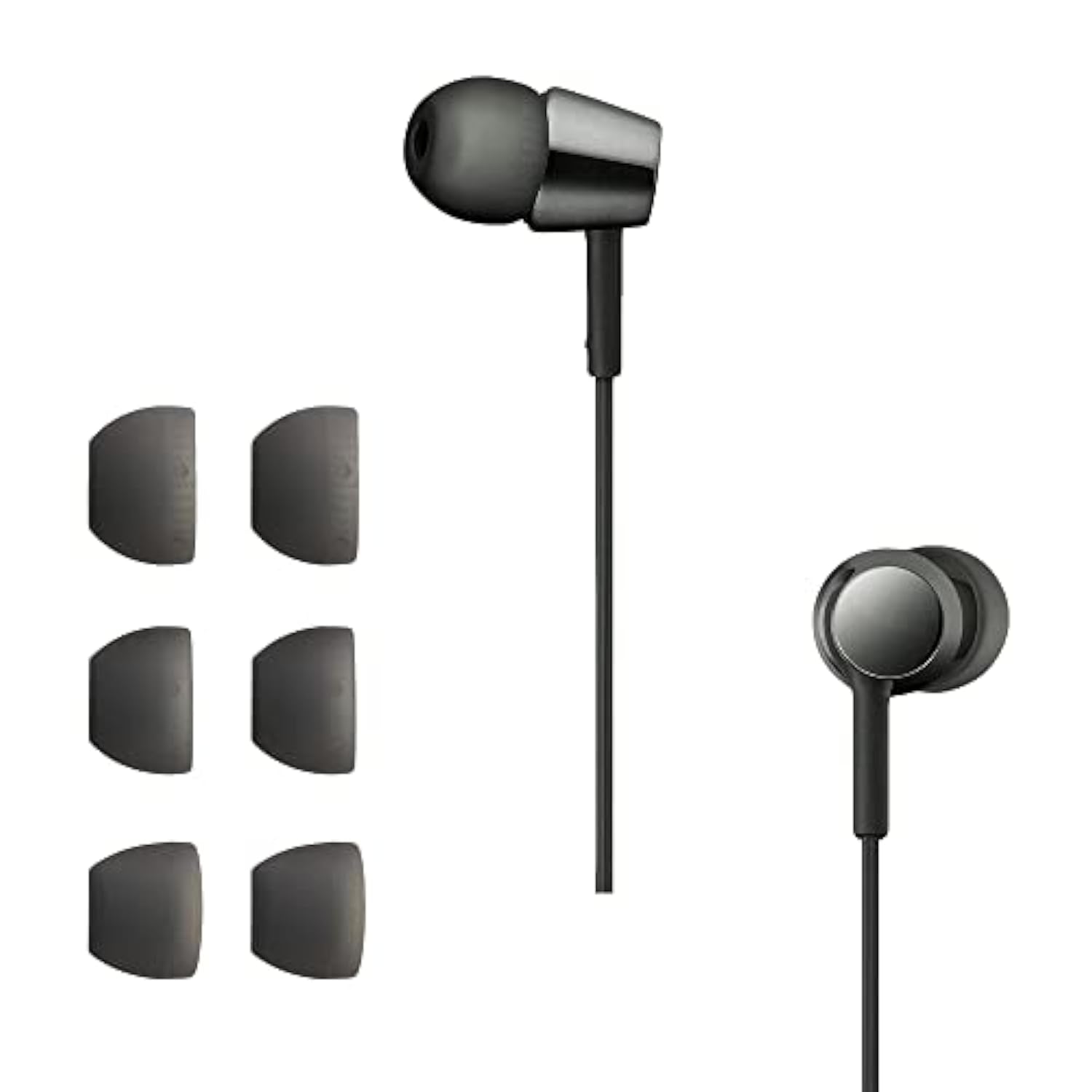 kwmobile 6X Replacement Ear Tips Compatible with Sony WI-C300 / WI-C400 / MDR-XB55AP / MDR-EX155AP - Silicone Tips for Earphones - Grey