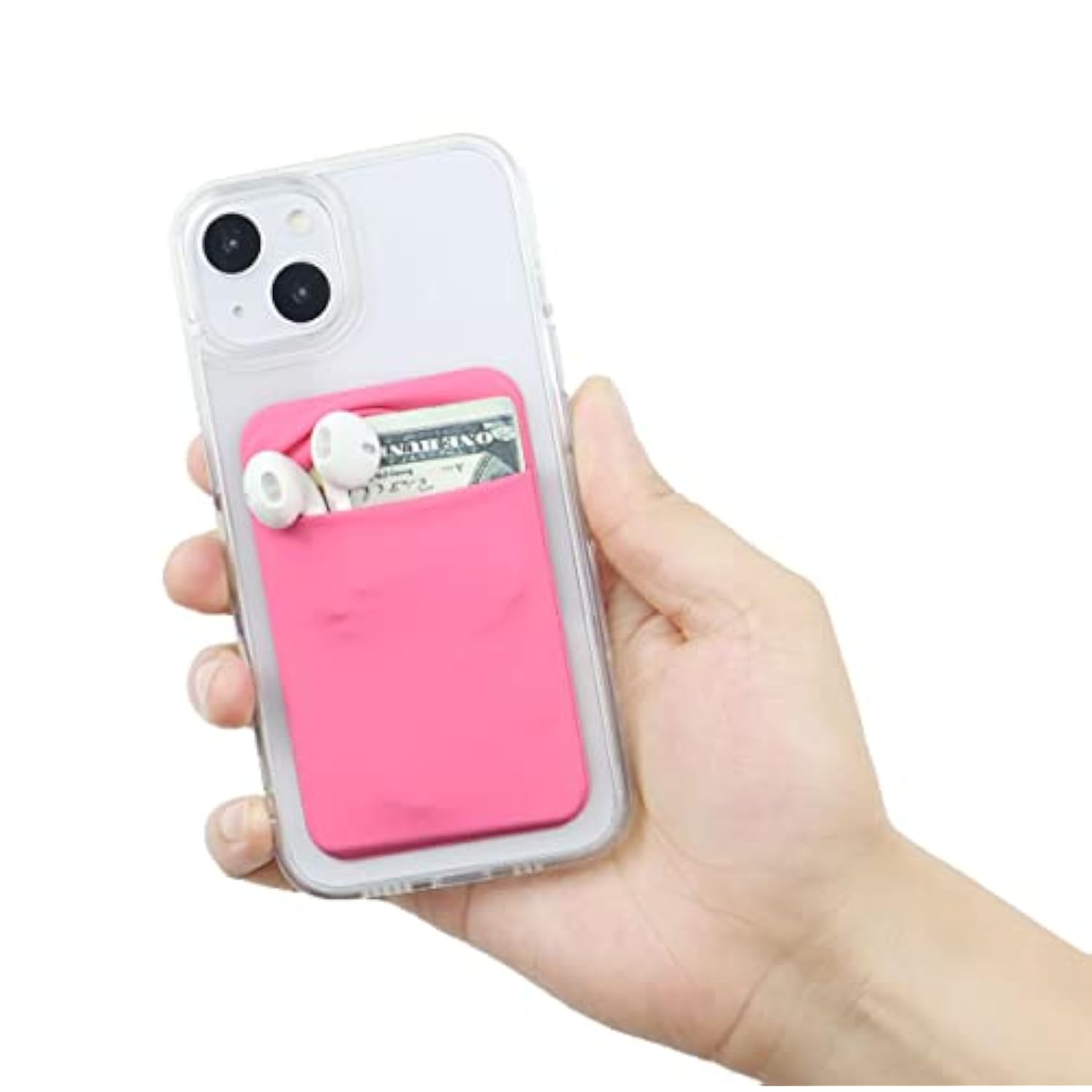3-Pack Adhesive Phone Wallet Stick-On Card Holder for All Smartphones Black Grey Pink