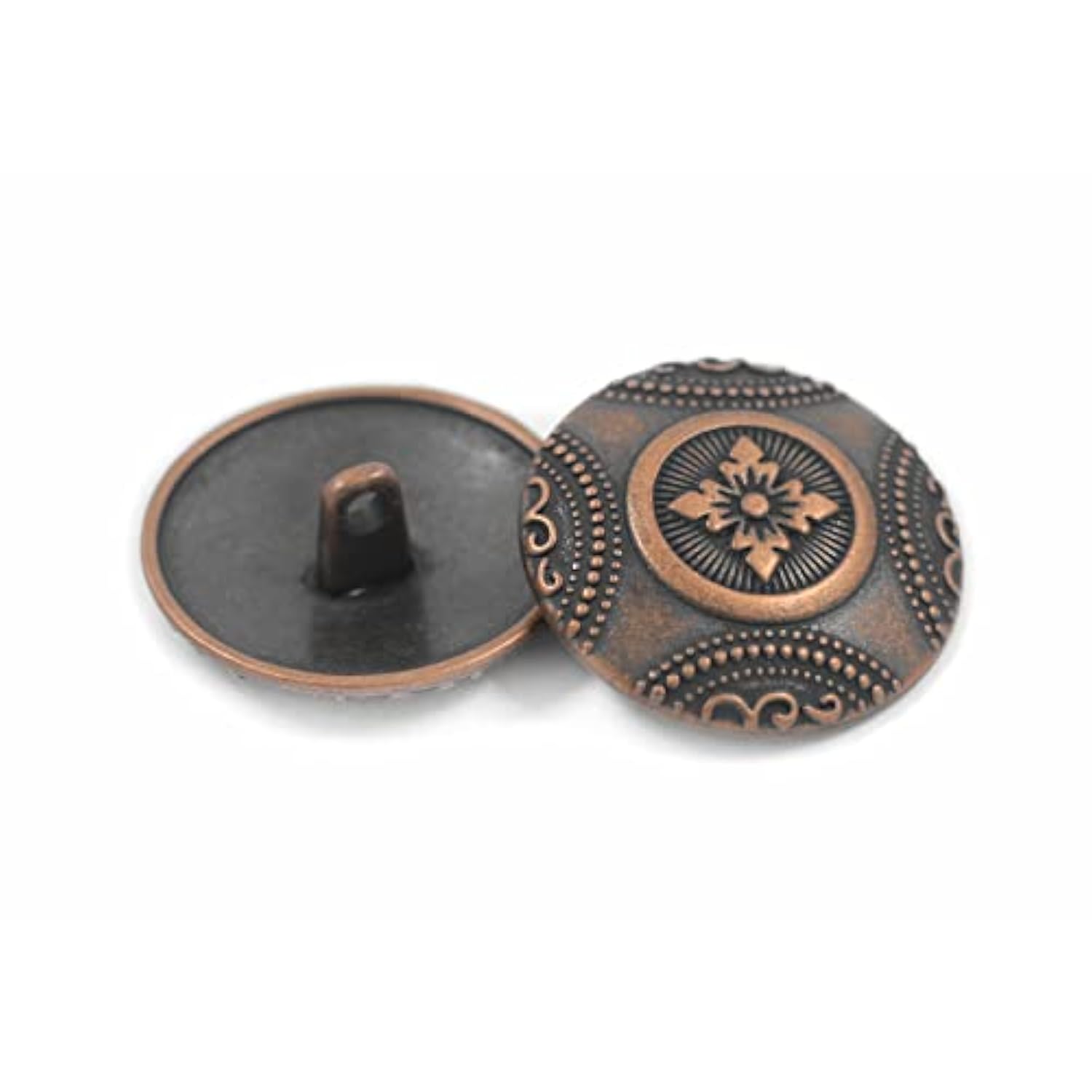 12 Pieces Rosette Pattern Metal Shank Buttons. 23Mm (7/8 Inch) (Antiqu