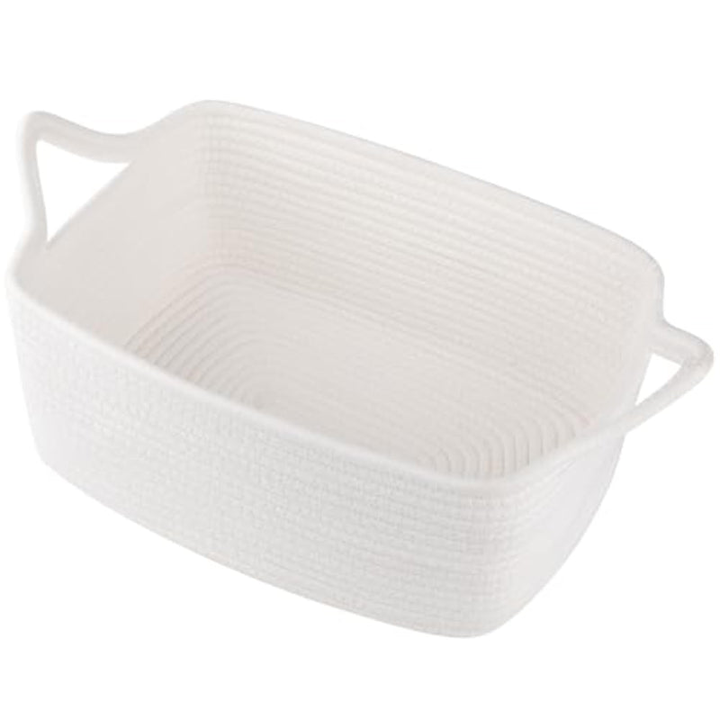 Woven Basket, Gift Basket Empty With Gift Bags And Ribbons, Rope Baskets For Baby Showers, Storage Baskets With Handles For Nursery, Pet Toy Organizer - White