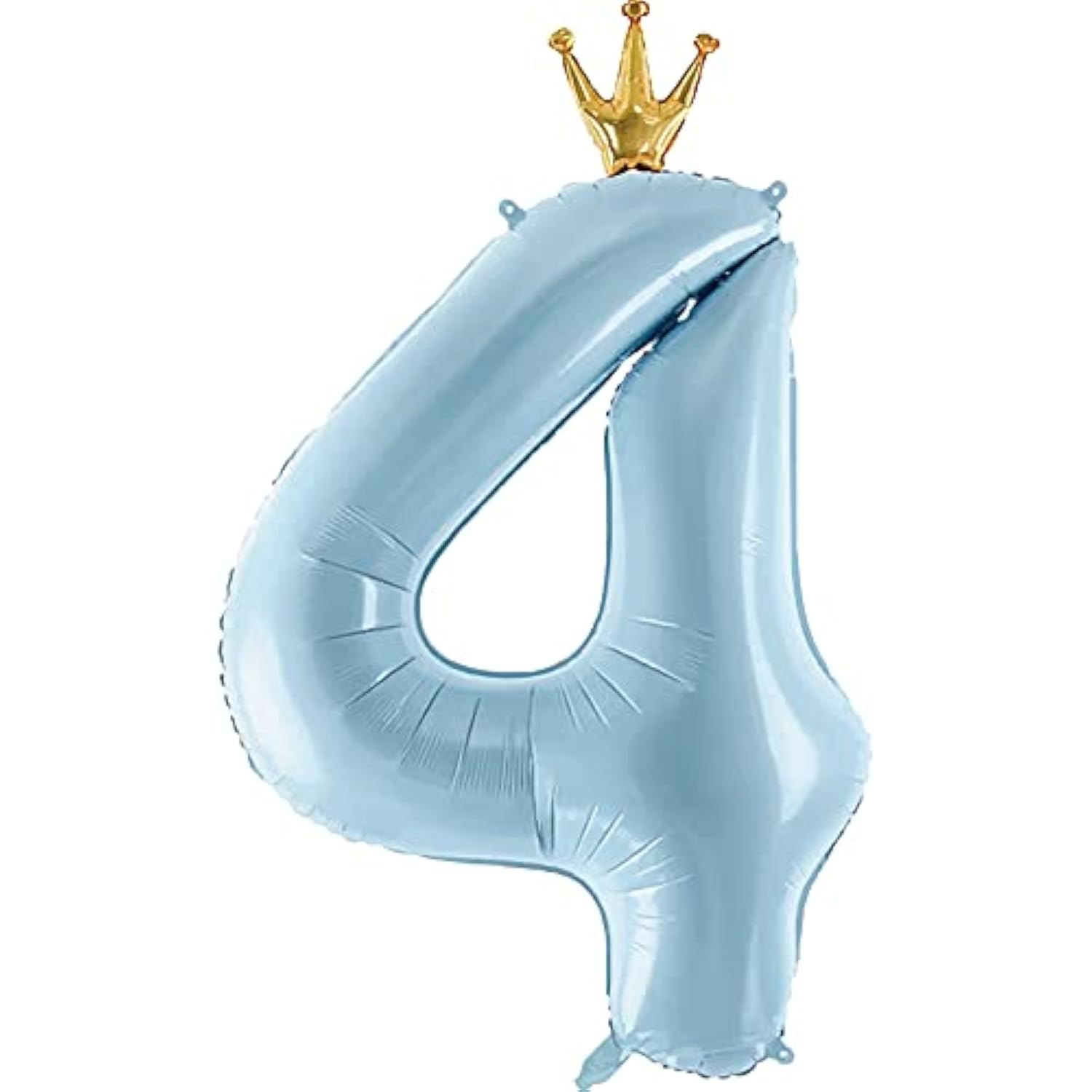 Blue Number 4 Balloon with Crown: 4th Birthday Party Decoration