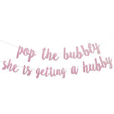 Bachelorette Party Decorations Glitter Rose Gold Pop The Bubbly She Is Getting A Hubby Banner Bridal Shower Engagement Wedding Girls Night Out Hen Party Supplies Rose Golden Photo Props