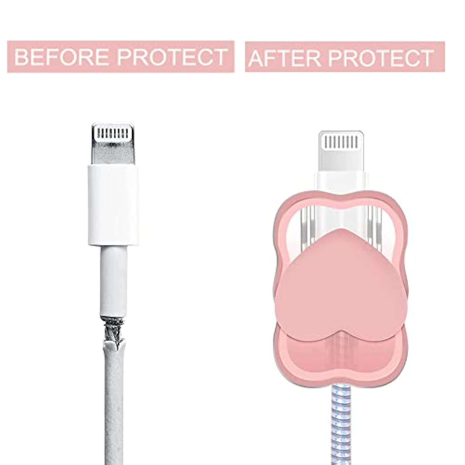 5 In 1 Diy 18W 20W Heart Shape Protector Data Cable Usb Charger Line Earphone Wire Saver Organizer Compatible With Iphone 11 12 13 14 15 Pro Max (Love Pink)