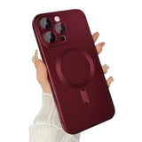 Magnetic Case For Iphone 15 Pro Max Phone Case For Women, Matte Luxury Soft Metallic Luster Design With Camera Lens Protector, Compatible With Magsafe Case For Iphone 15 Pro Max 6.7"-Red Wine