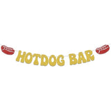 Hotdog Bar Banner,Hotdog Birthday Party Decorations,Fiesta Birthday Food Party Decor,Build Your Own Hot Dog Sign,Flaming Hot Dog Sausage Home Party Supplies Gold Red