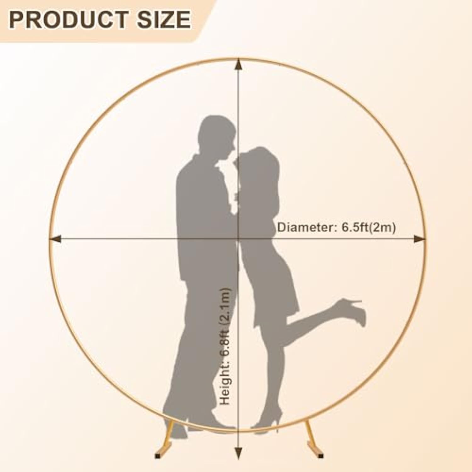 7.2Ft (2.2M) Golden Metal Round Balloon Arch Stand Wedding/Birthday Photo Backdrop