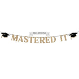 Pre-Strung Mastered It Banner - No Diy - Gold Glitter Graduation Party Banner - Pre-Strung Garland On 10 Ft Strand - Gold Grad Congrats Class Of 2025 Party Decorations & Decor. Did We Mention No Diy