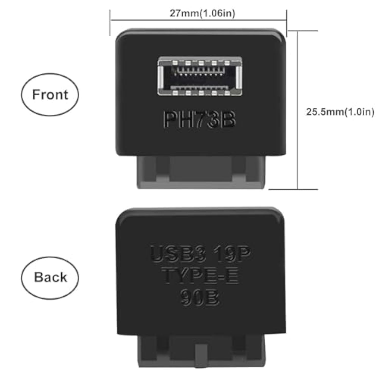 Usb 3.0 (3.1 Gen 2) Internal Idc 19 Pin Motherboard Header To Type-E A-Key Usb
