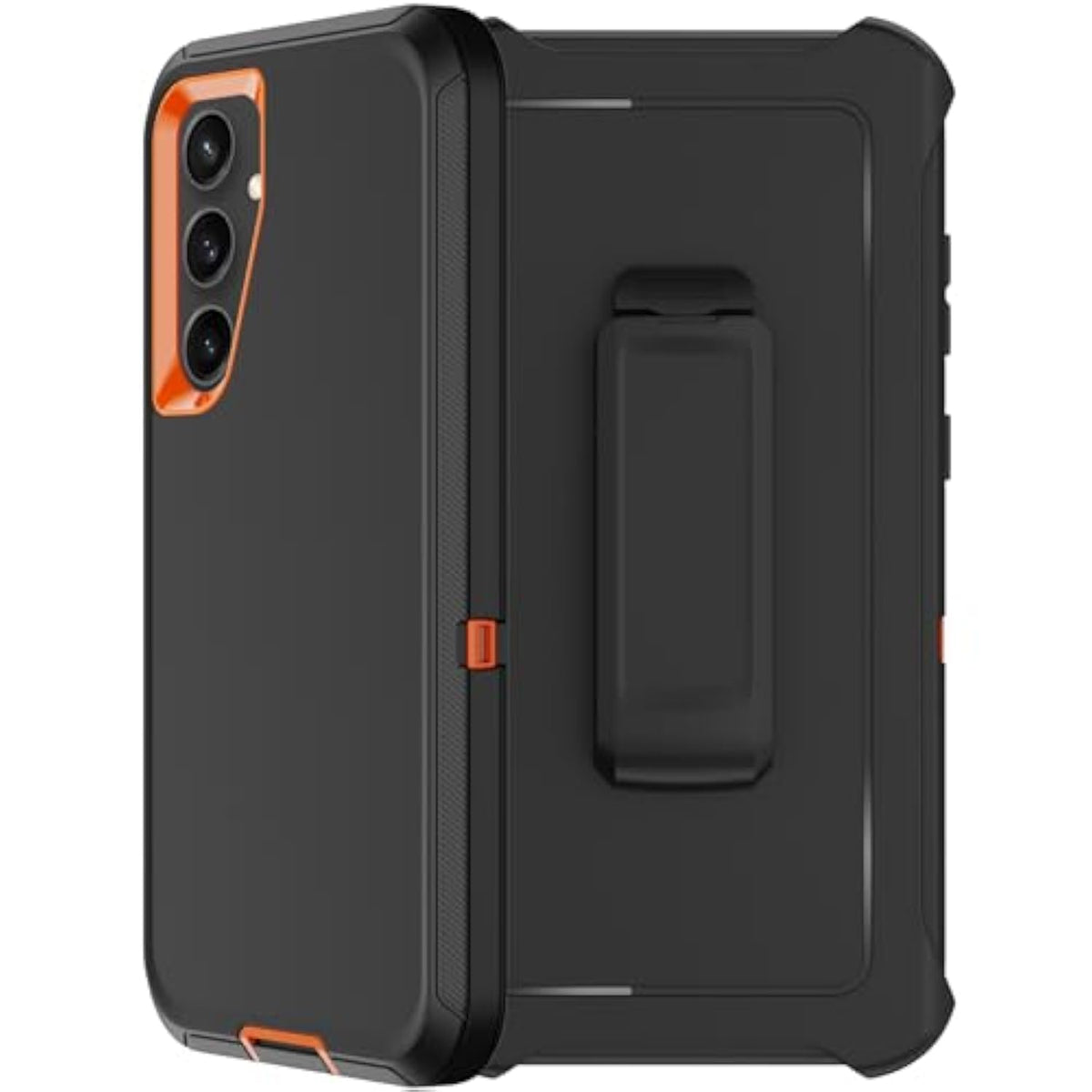 For Samsung Galaxy S24 Case With Belt Clip Holster, 2X Screen Protector, Heavy Duty Military Grade Full Body Shockproof Dust-Proof Rugged Protective Cover For Samsung S24 5G (Orange)
