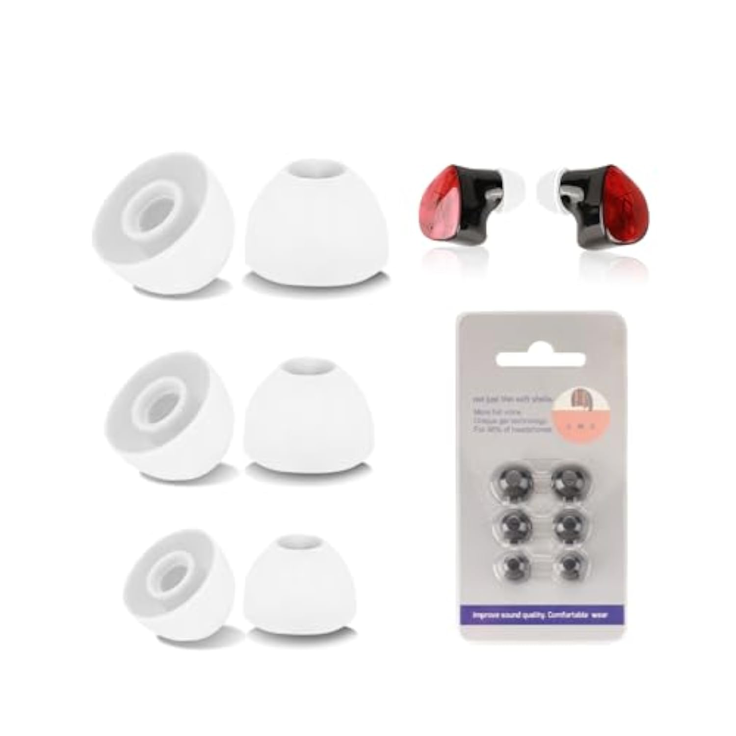 Replacement Ear Tips For Noble Fokus Amadeus – 3 Pairs Silicone Earbuds Tips (S/M/L), Soft Anti-Slip Covers, Noise Isolation, Washable, Comfortable Secure Fit For Daily Use(White)