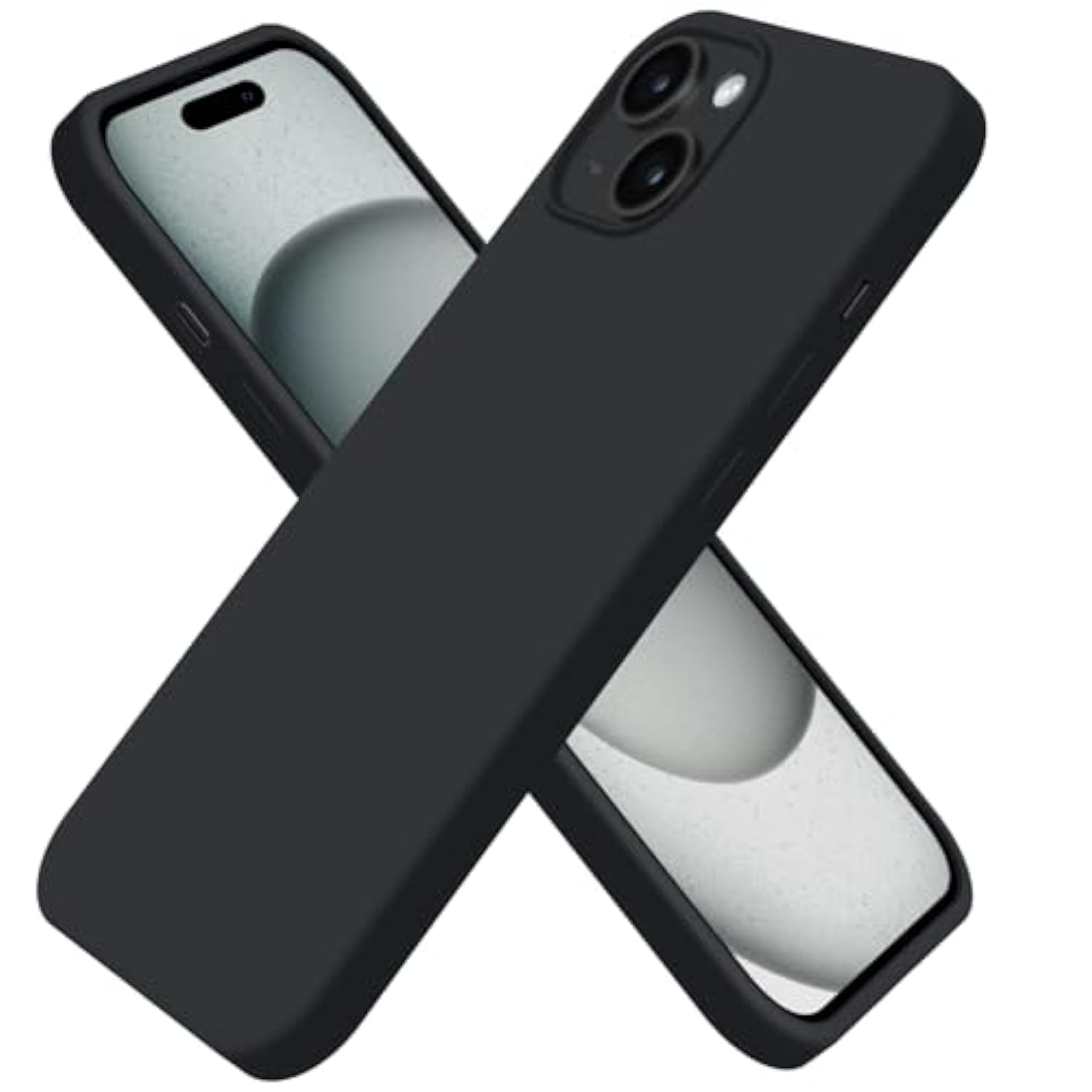 For Iphone 15 Case Liquid Silicone Slim Shockproof Protective Cover 6.1 Inch Anti-Scratch Drop Protection,Black
