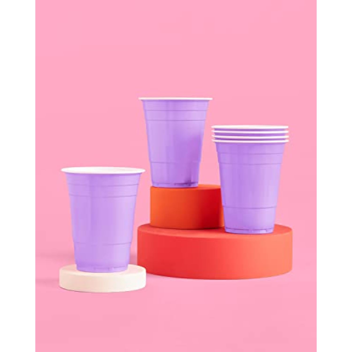 Party Decorations Lavender Plastic Cups - 50 Purple Matte 16 Oz Disposable Cups | Bachelorette Party, Birthday Party, Party Favors, Baby Shower Supplies