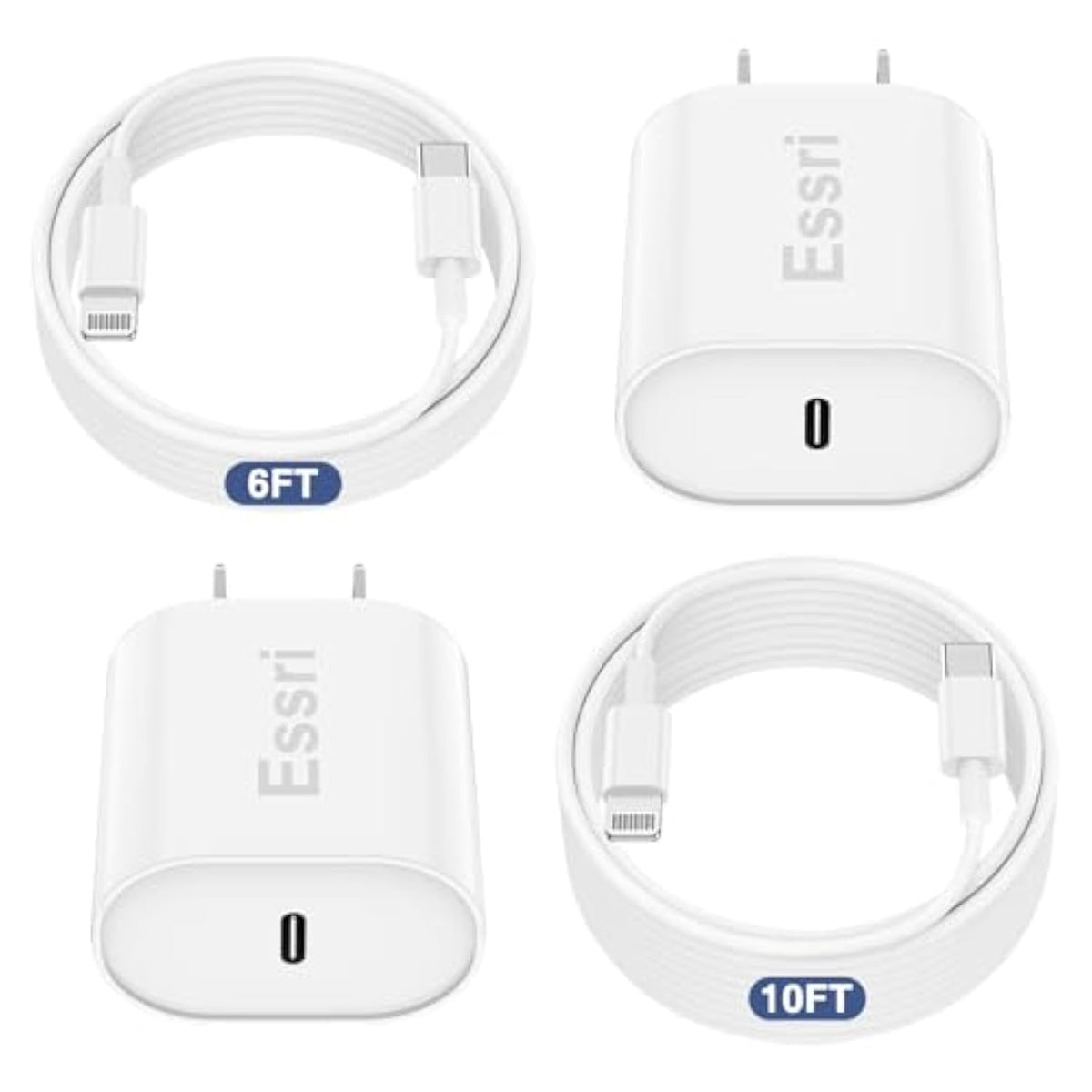 Fast Charger For Iphone 14 13 12 Charge Fast Charging, 2Pack 6Ft+10Ft Usb C To L Cable With 20W Usb C For I Phone Charger Block, Compatible With Iphone 14 13 12 Pro/14 Plus/13 Pro Max - White