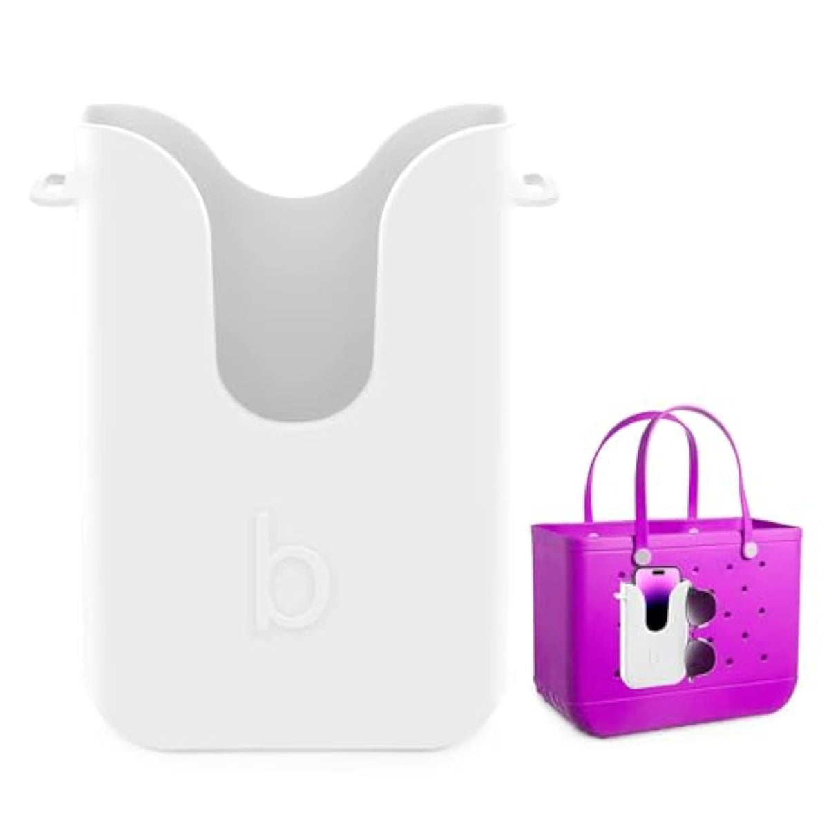 Silicone Phone Holder for Bogg Bags Beach Tote Accessory White