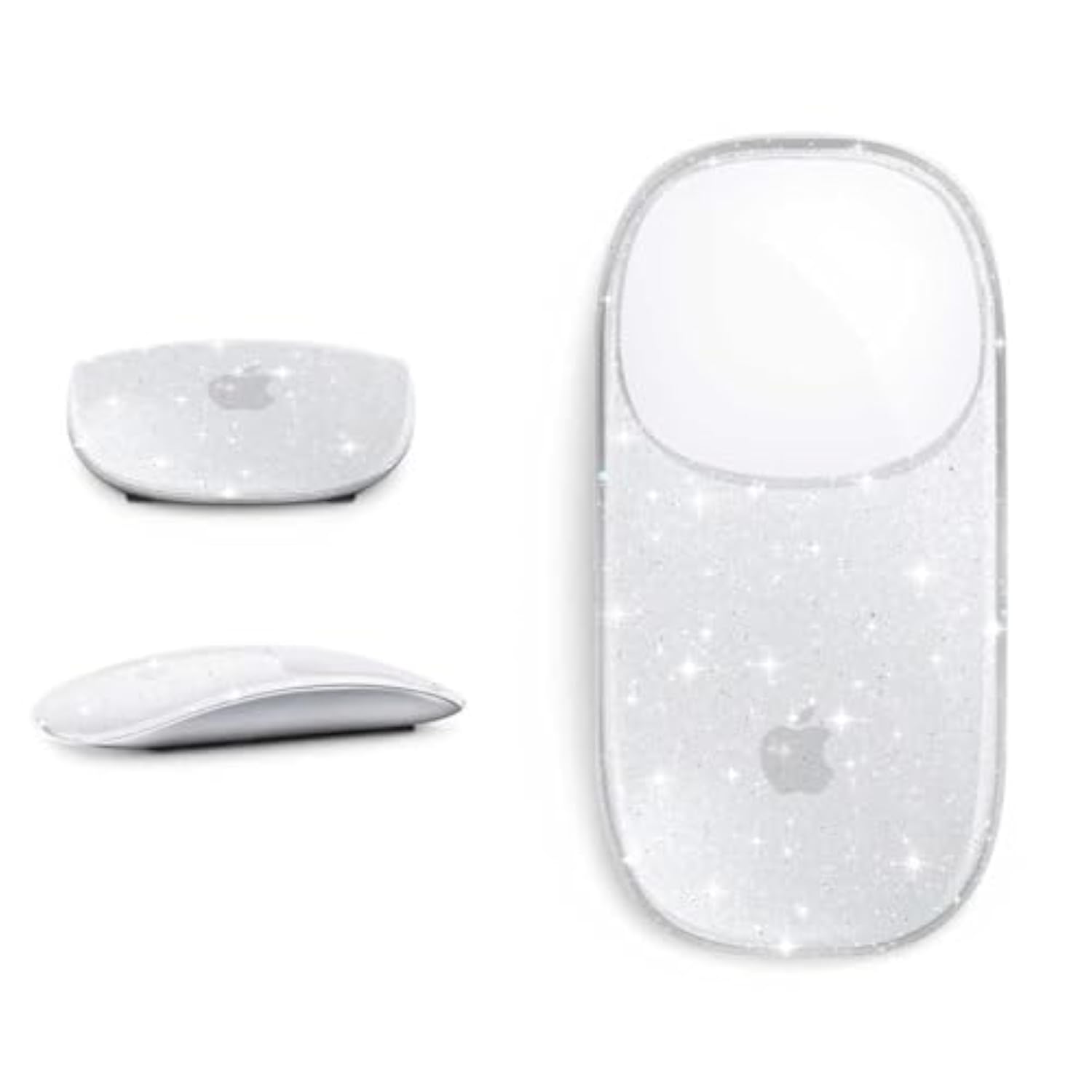 Cover Compatible With Apple Magic Mouse 1&2, Ultra Thin Transparent Plastic Hard Case For Magic Mouse, 3-Layer Drop-Resistant And Dust Proof Protective Skin With Glitter Pattern Design