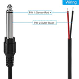 2-Pack 6Ft Replacement 6.35Mm Male Plug To Bare Wire Open End Ts 2 Pole Mono 1/4" Hifi Speaker Plug Jack Amplifier Patch Audio Cable,Microphone Cord For Dj Application,Diy Connector Repair