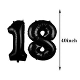 Sweet 18Th Birthday Decorations Party Supplies,Black Number 18 Balloons,18Th Foil Mylar Balloons Latex Balloon Decoration,Great 18Th Birthday For Girls,Women,Men,Photo Props