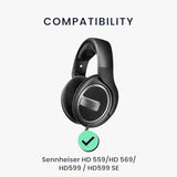 kwmobile Replacement Ear Pads Compatible with Sennheiser HD 559 / HD 569 / HD599 / HD599 SE (Set of 2) - Cooling Gel Earpads - Black