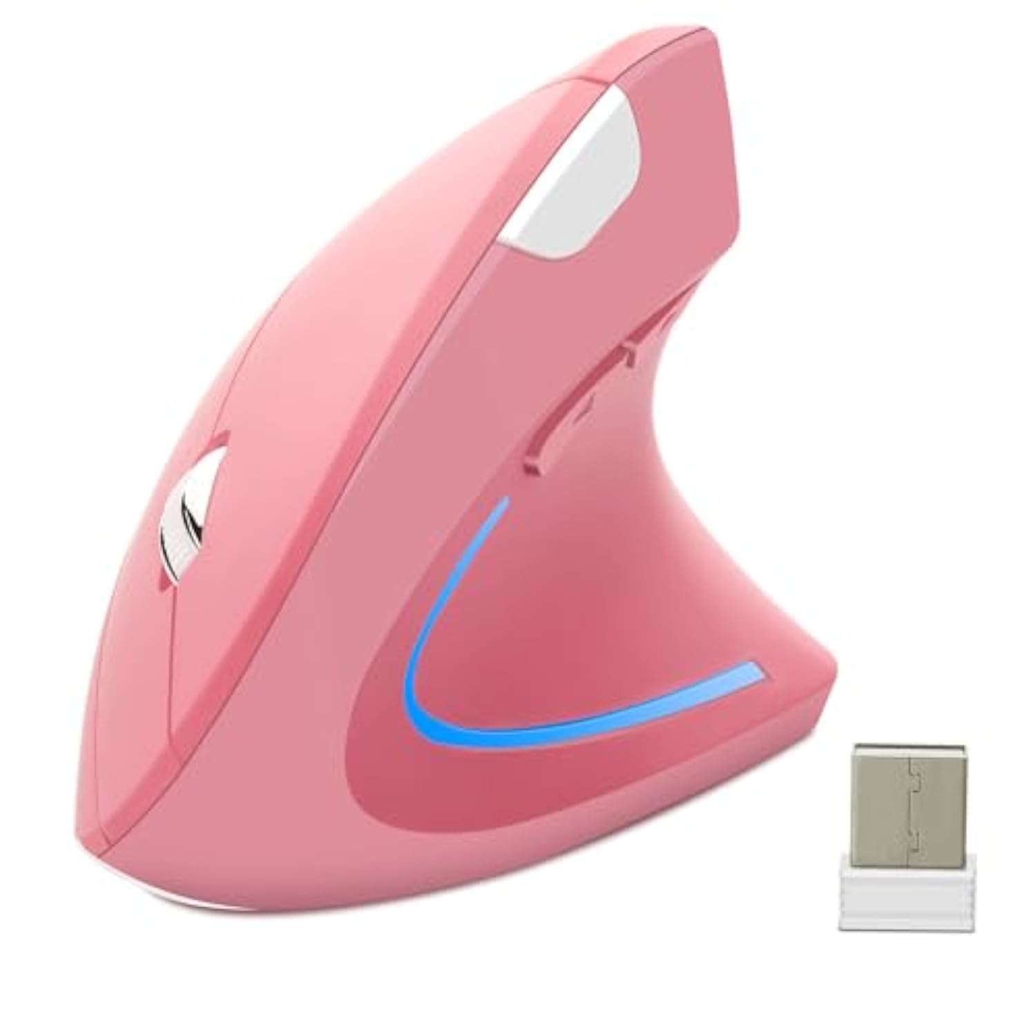 Ergonomic Wireless Vertical Mouse Ergo Optical 2.4G Cordless Mouse Portable Travel Mice With 6 Buttons 3 Adjustable Dpi 800/1200/1600 For Pc Laptop Desktop (Pink)