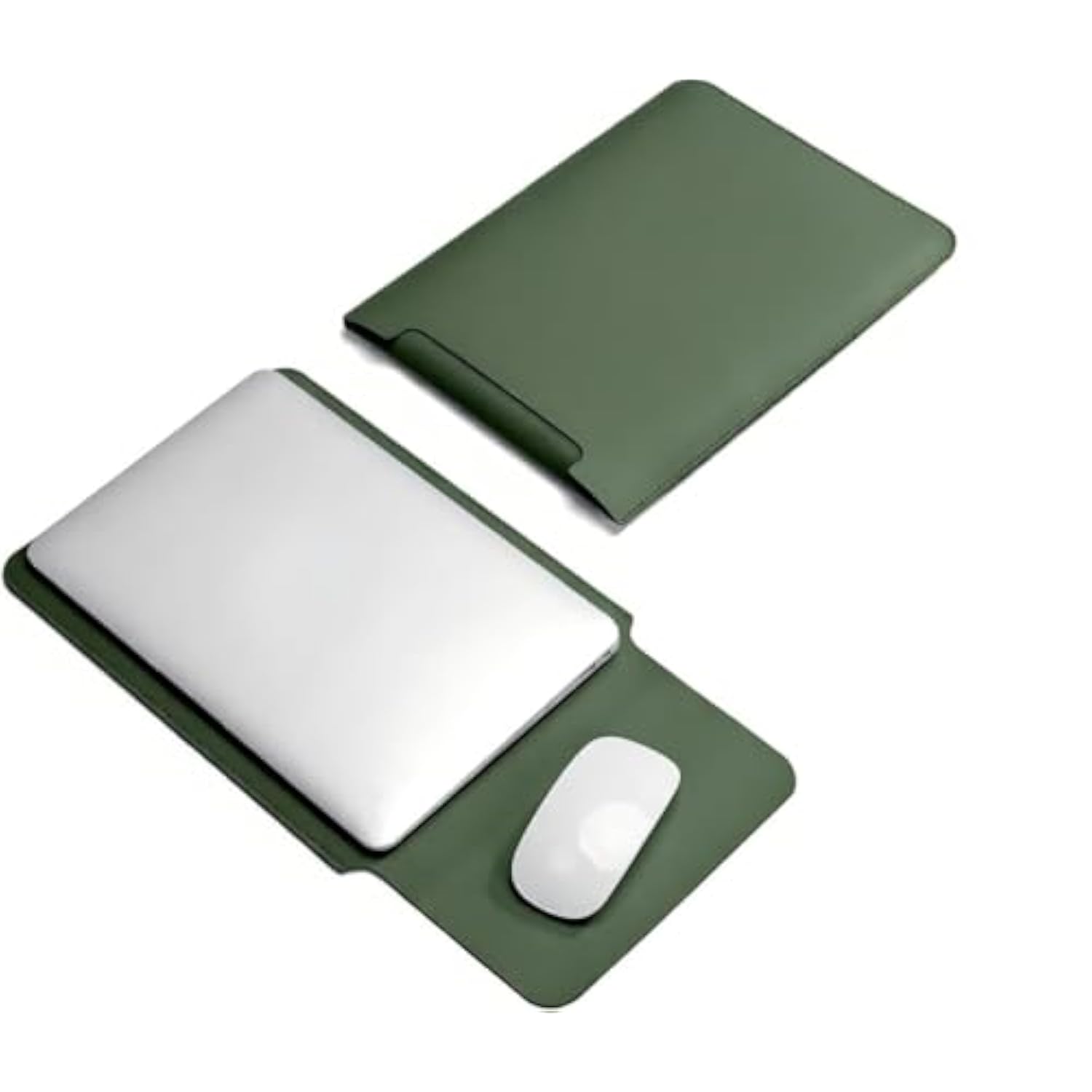 Premium Leather Laptop Sleeve Compatible With 13/14/15-Inch Macbook Pro/Air, Dell Xps, Hp Spectre - Ultra Slim Protective Case (Green, 14 Inch Laptop)