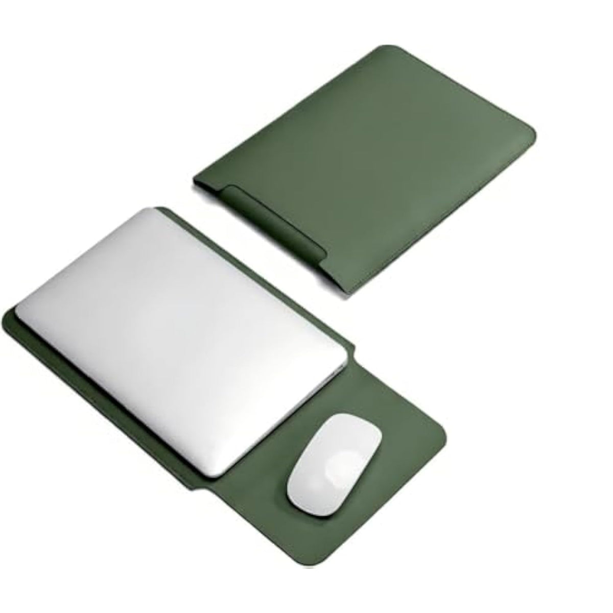 Premium Leather Laptop Sleeve Compatible With 13/14/15-Inch Macbook Pro/Air, Dell Xps, Hp Spectre - Ultra Slim Protective Case (Green, 14 Inch Laptop)