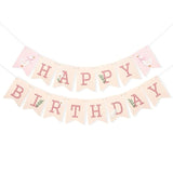 Goose Happy Birthday Banner - Sweet Pink Birthday Party Decorations,One Funny Goose Banner Photo Props,Daisy Leaf Lawn Party Garland,Happy Cake Smash Wall Hanging Decoration