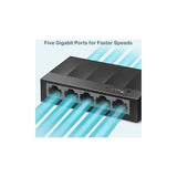 Litewave 5 Port Gigabit Ethernet Switch | Desktop Ethernet Splitter | Unshielded Network Switch | Plug & Play | Fanless Quiet | Unmanaged (Ls1005G)