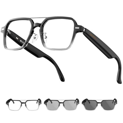 Aviator Smart Glasses for Men & Women, Audio Bluetooth Glasses, Wear Induction Power On/Off, Touch Control, Photochromic Lens, Smart Sunglasses,