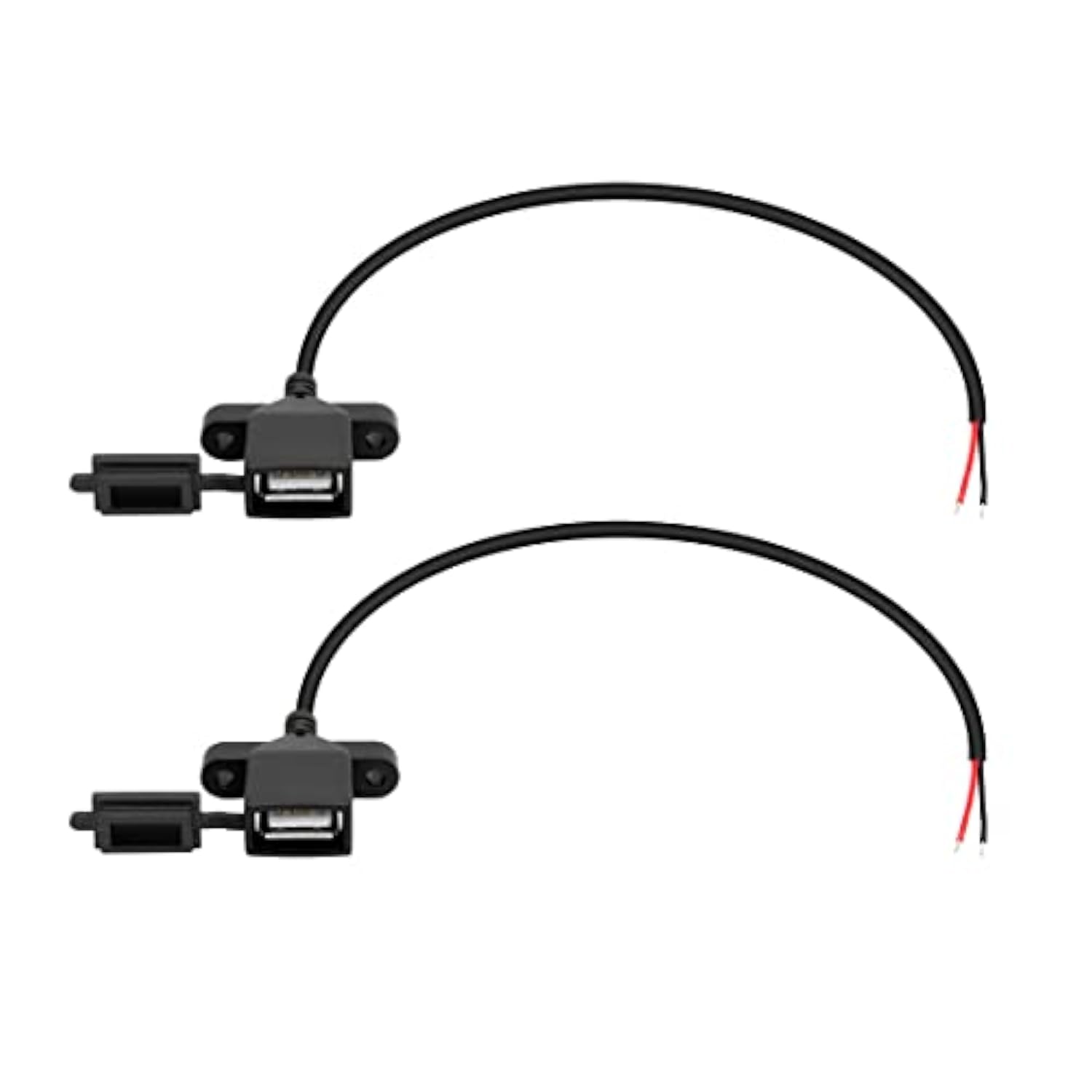 2Pcs Usb Female Plug 2Pin Bare Wire,Usb Power Data Cable With Dust Cap Diy Pig