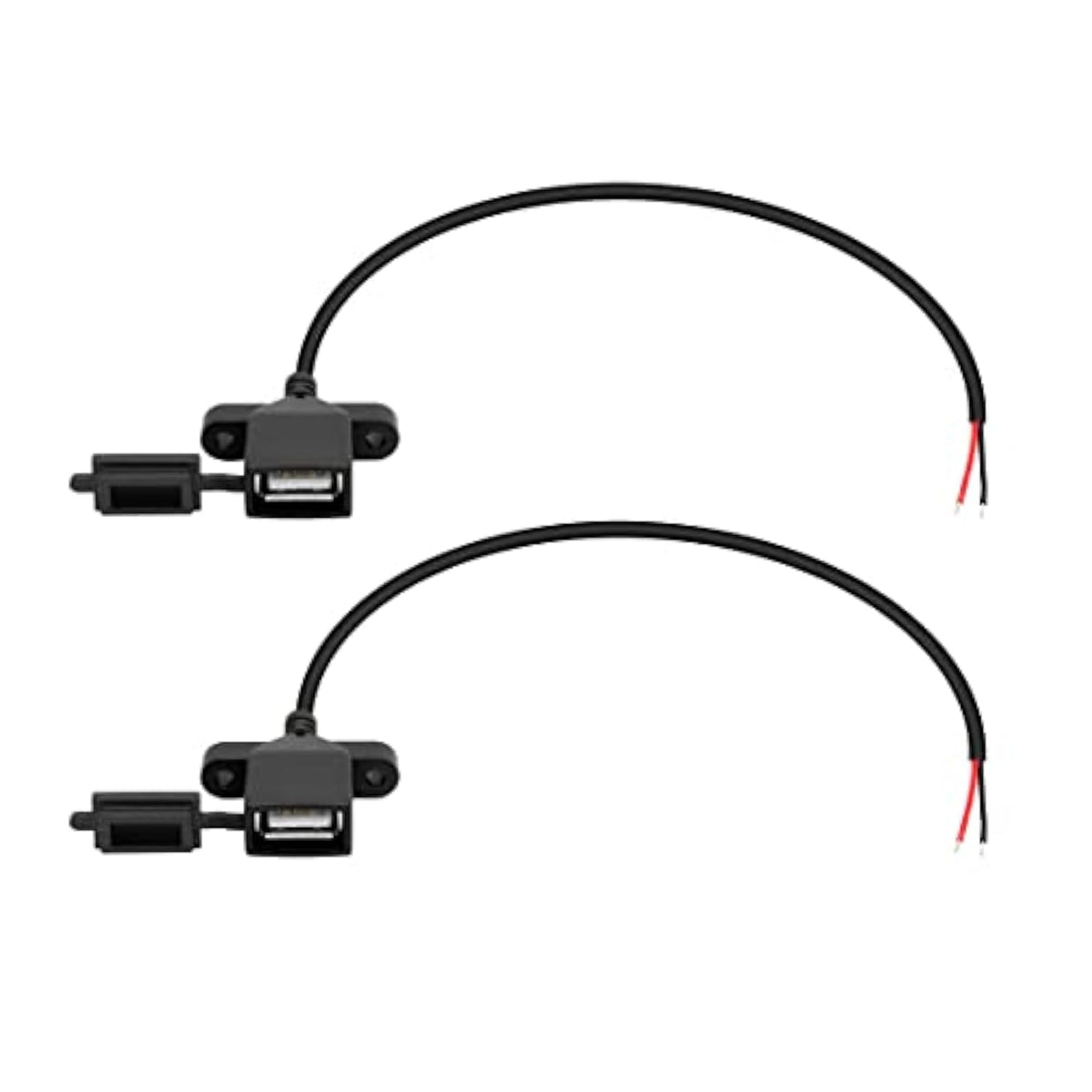 2Pcs Usb Female Plug 2Pin Bare Wire,Usb Power Data Cable With Dust Cap Diy Pig