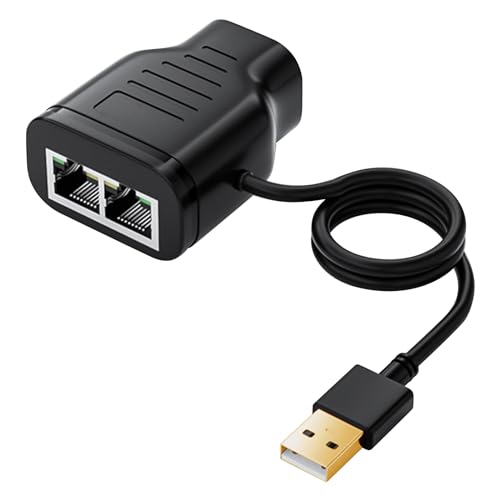 Ethernet Splitter Adapter 100 Mbps, Lan Rj45 Coupler 1 To 2 Internet Extender Adapter With Usb Power Cable For Cat5/6/7 Cable Share Two Devices Of The Internet At The Same Time