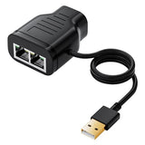 Ethernet Splitter Adapter 100 Mbps, Lan Rj45 Coupler 1 To 2 Internet Extender Adapter With Usb Power Cable For Cat5/6/7 Cable Share Two Devices Of The Internet At The Same Time
