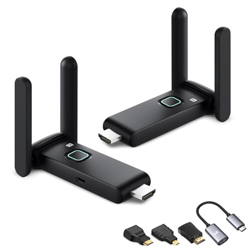 Wireless HDMI Transmitter and Receiver 4k, Plug and Play Portable Extender, HDMI Wireless Supports 2.4/5GHz, Used for Streaming Video, Audio, Files