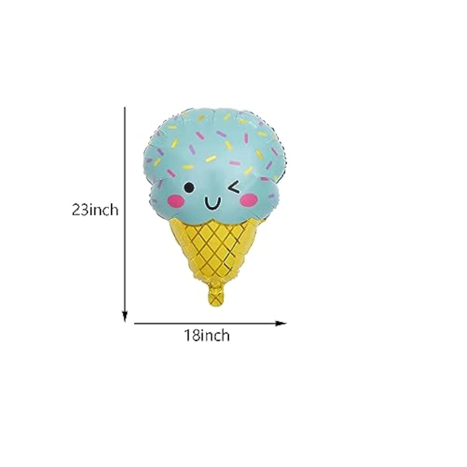 6-pc large ice cream mylar balloons for summer, luau, birthday & baby shower décor