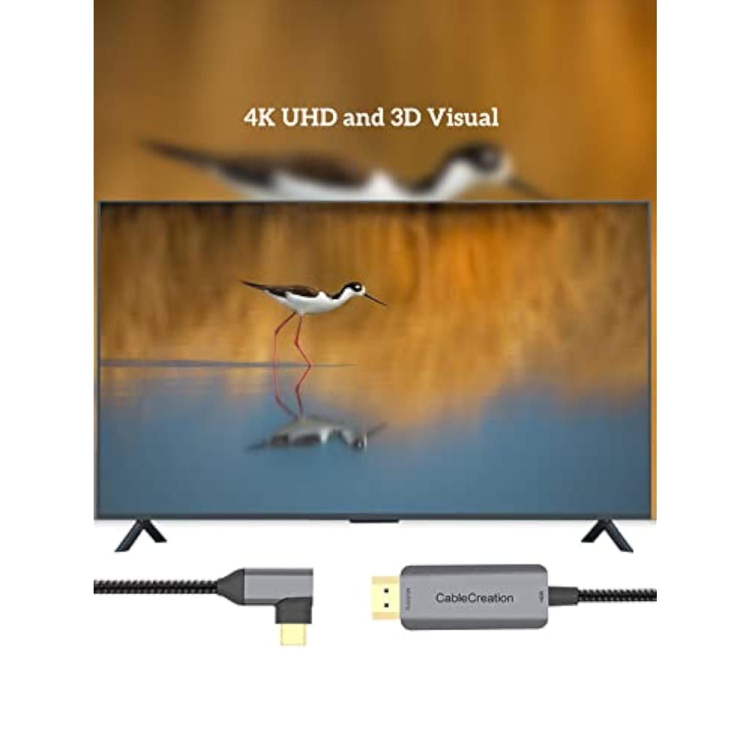 Angle USB C to HDMI Cable 4K@60Hz, CableCreation 6ft Right Angle Type-C to HDM