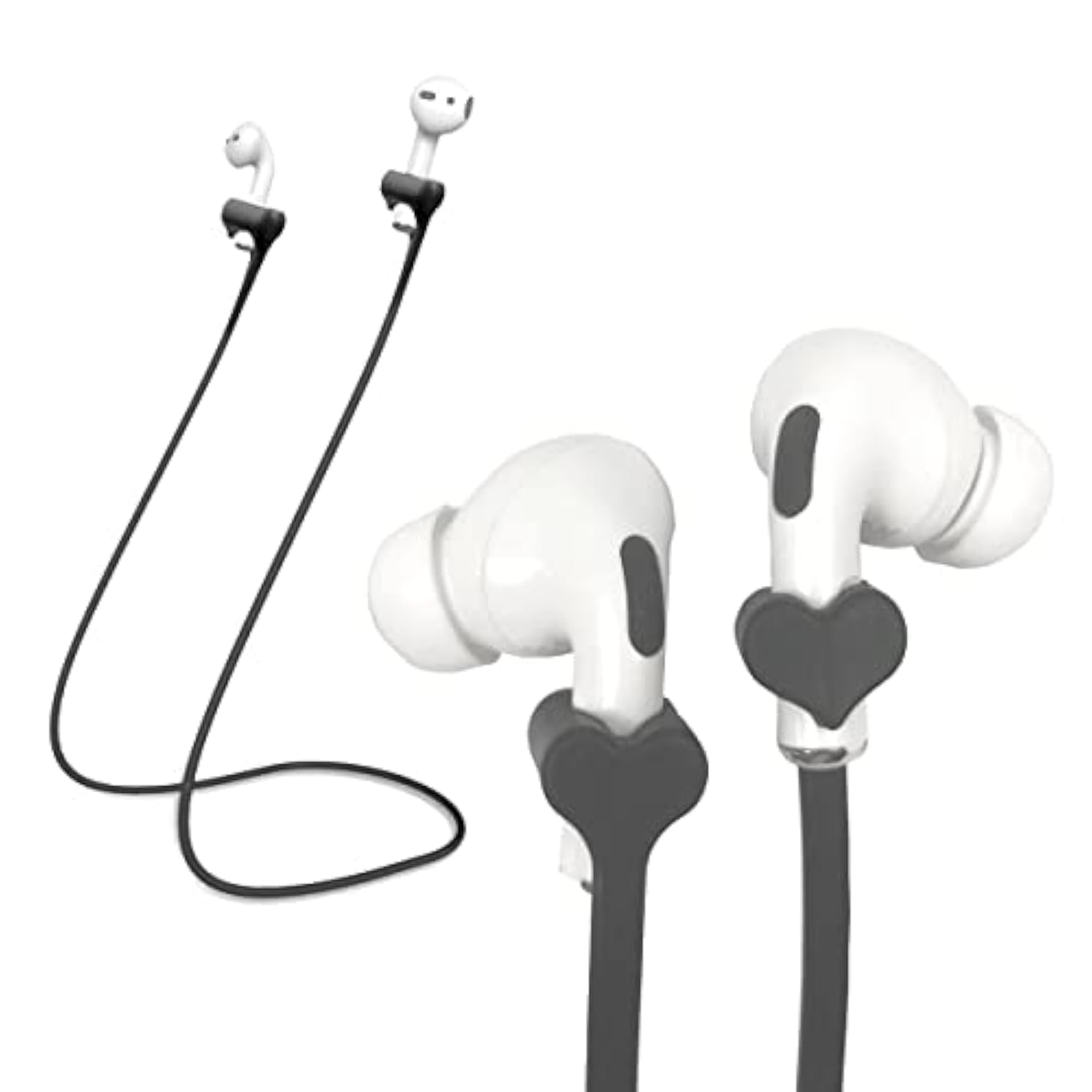 Magnetic Anti-Lost Straps For Airpods, 2 Pcs Soft Silicone Sports Lanyard Compatible With Airpods 4 And Pro,Pro2, Airpods 1/2, Bose Jbl Beats.(Black)