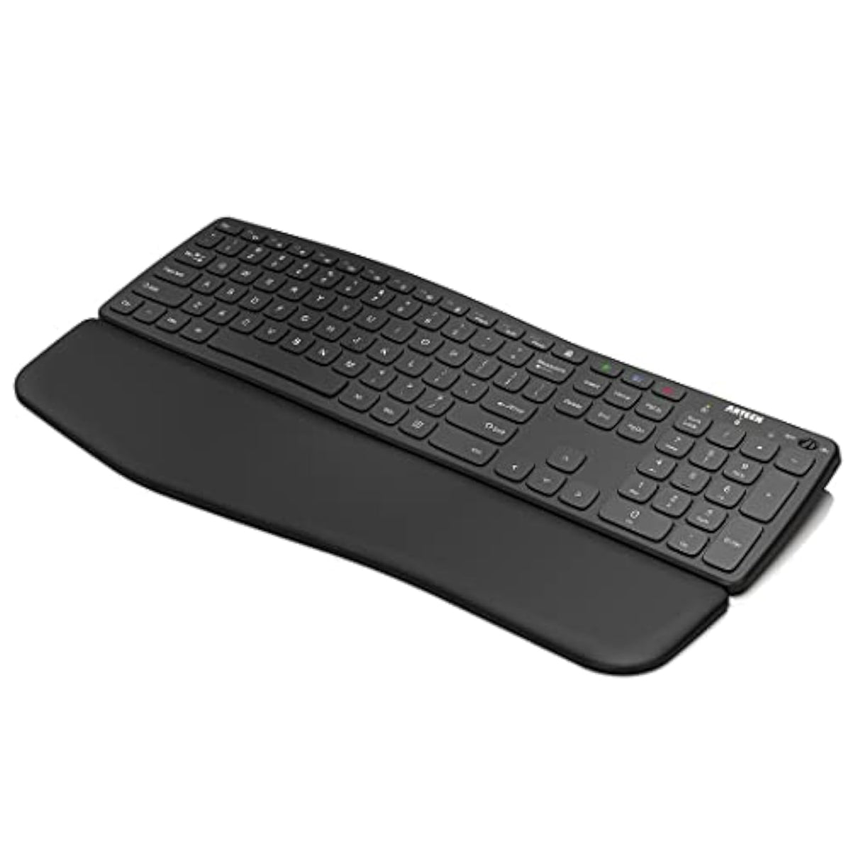 Universal Wave Ergonomic Keyboard With Palm Rest Multi-Device Full Size Wirele