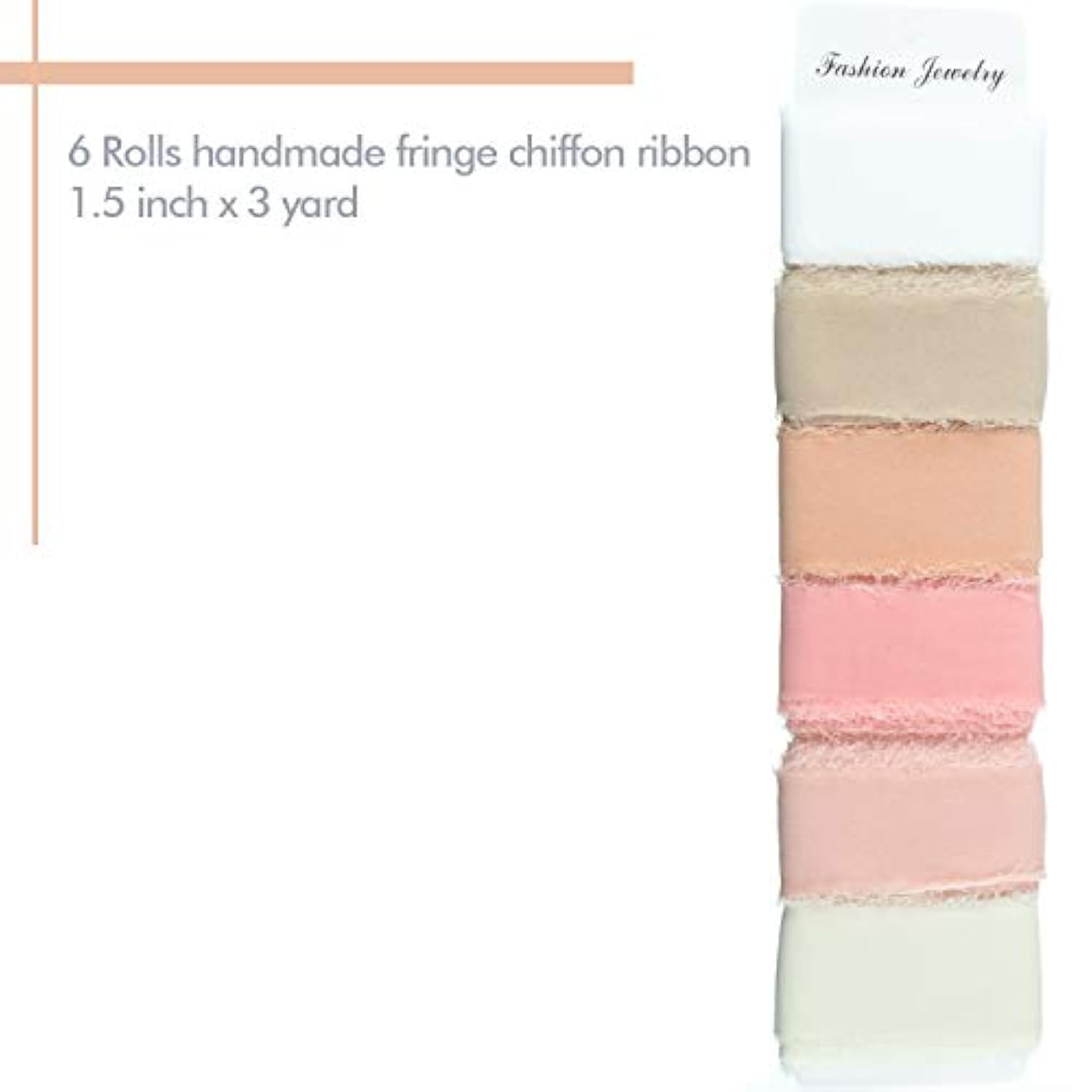 6 Rolls Handmade Fringe Chiffon Silk Ribbon 1.5" X 3 Yd Colorful Ribbo